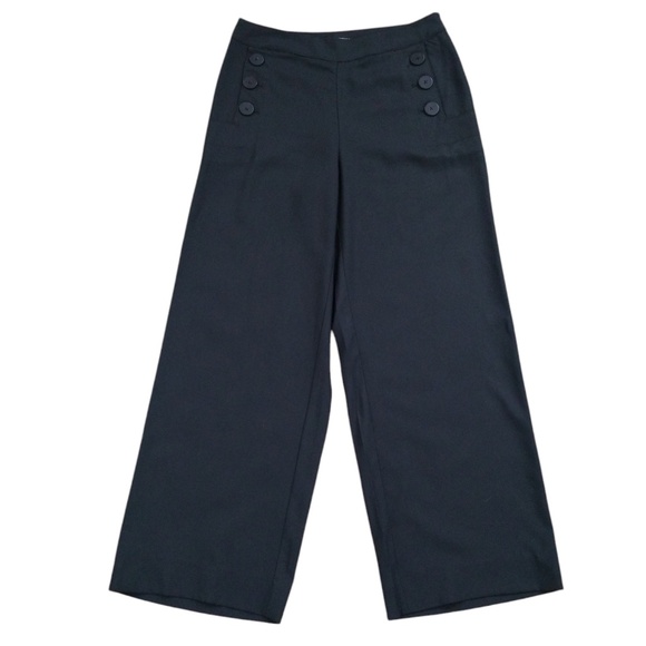 Who What Wear Black Crop Wide Leg Sailor‎ Trouser Pants Size 6 - Picture 1 of 8